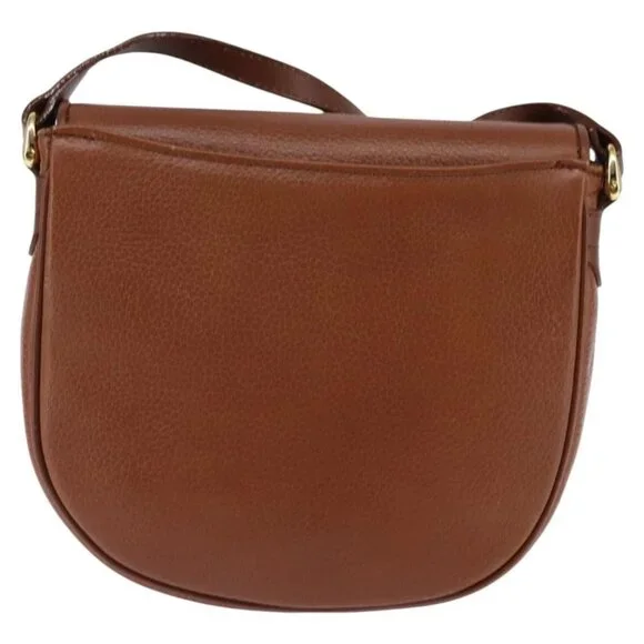 Burberrys Shoulder Bag Leather Brown Gold Auth bs29470